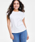 Фото #1 товара Petite Dew Drop Cotton Roll-Sleeve Tee, Created for Macy's