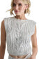 Petite Cropped Cable-Knit Metallic-Threaded Sleeveless Sweater