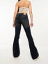 Фото #2 товара Weekday Inferno low waist skinny fit flared jeans with front zip in dark blue wash