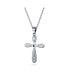 Фото #2 товара Religious Faith Hope Love CZ Accent Created Blue Synthetic Opal Cross Pendant Necklace For Women Sterling Silver