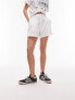Topshop premium washed cotton pull on relaxed runner short in white