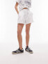 Фото #3 товара Topshop premium washed cotton pull on relaxed runner short in white