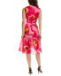 Carolina Herrera Ruffled Tie Silk Dress Women's Pink 12