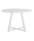 Edo Contemporary Round Dining Table, Trestle Base, White Finish