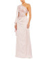 Фото #1 товара Mac Duggal One Shoulder Bell Sleeve Draped Gown Women's 10