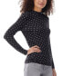 ფოტო #3 პროდუქტის Women's Printed Slub Jersey Turtleneck Top