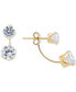 ფოტო #3 პროდუქტის Cubic Zirconia Top & Wire Drop Earrings in 14k Gold