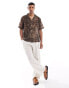 ASOS DESIGN relaxed revere shirt with tapestry print in brown Коричневый, XS - Chest 36 - фото #2