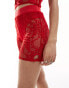 Annorlunda lace legging shorts co-ord in bright red Красный, 42 - фото #3