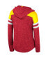 Women's Cardinal Distressed Iowa State Cyclones Speckled Color Block Long Sleeve Hooded T-shirt