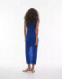 Topshop sleeveless relaxed crinkle midi dress in cobalt