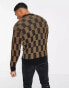 Фото #6 товара New Look relaxed fit checkerboard jumper in brown