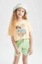 Фото #1 товара Kız Çocuk Baskılı Dokunmatik Işıklı Kısa Kollu Tişört