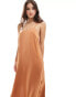 New Look plain satin strappy midi dress in rust Медь, 42 - фото #1