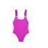 Juniors' Ribbed Ruffle Shoulder One Piece Swimsuit - Xhilaration Fuchsia L,