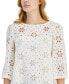 Фото #2 товара Women's Floral Embroidered Eyelet Boat-Neck Top
