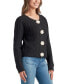 ფოტო #4 პროდუქტის Juniors' Crewneck Crochet Rosette-Trim Cardigan