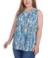 Plus Size Sleeveless Pintucked Blouse Blue Cheerpais, 1X - фото #1