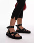 Фото #1 товара Topshop Wide Fit Jaydee strappy sandal with toe loop in black