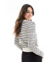 Фото #4 товара Stradivarius cardigan in vanilla stripe