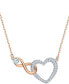 ფოტო #1 პროდუქტის Two-Tone Crystal Heart & Infinity Symbol Pendant Necklace, 14-7/8" + 2" extender