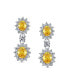 Art Deco Style Crown Halo Oval Cubic Zirconia Canary Yellow AAA CZ Fashion Formal Dangle Drop Earrings For Prom Bridesmaid Wedding Rhodium Plated