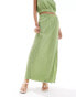 Vero Moda plisse split maxi skirt co-ord in mid green