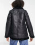 New Look Tall aviator jacket with contrast borg in black Черный, 46 - фото #3