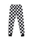 Little Boys Classic Black and White Checker Pattern Youth Long Sleeve Pajama Set