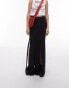 Topshop satin and crepe splice midi skirt in black