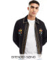 ASOS DESIGN cropped harrington jacket with embroidery in black