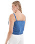 Фото #4 товара ASOS DESIGN denim bow strap cami top in mid blue