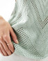 JDY broderie knit vest in mint M - фото #4