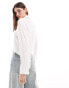 Stradivarius linen look cropped shirt in white