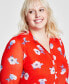 Фото #3 товара Plus Size Floral-Print Mesh Shirt, Created for Macy's