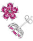 ფოტო #1 პროდუქტის Swiss Blue Topaz (3-1/3 ct. t.w.) & Diamond Accent Flower Stud Earrings in Sterling Silver (Also in Pink Topaz)