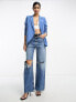 Фото #3 товара Vila tailored blazer co-ord with asymmetric fastening in blue