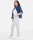 Фото #3 товара Plus Size High Rise Natural Straight-Leg Pants, Created for Macy's