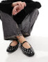 Фото #1 товара Stradivarius studded ballet shoe in black