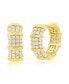 Gold Plated Over Sterling Silver Pave CZ Matte 15mm Hoop Earrings
