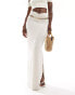 ASOS DESIGN column maxi skirt with v waist and side split in stone