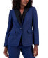 Women's Plaid One-Button Contrast-Collar Pantsuit, Regular & Petite Sizes
