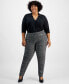 Фото #1 товара Plus Size Mid-Rise Jacquard Skinny Pants, Created for Macy's