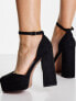 ASOS DESIGN Wide Fit Priority platform high block heeled shoes in black