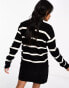 Vila high neck super soft jumper in black mono stripe