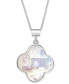 ფოტო #1 პროდუქტის Mother-of-Pearl Clover 18" Pendant Necklace in Sterling Silver