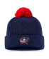 Фото #1 товара Men's Navy Columbus Blue Jackets Team Cuffed Knit Hat with Pom