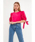 ფოტო #4 პროდუქტის Women's Bow Banded Puff Sleeve Blouse