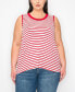 Фото #1 товара Plus Yarn Dye Stripe Contrast Double Binding Swing Tank Top