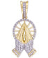 ფოტო #1 პროდუქტის Men's Diamond Round & Baguette Praying Hands Pendant (1/6 ct. t.w.) in 10k Gold